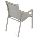 Židle zahradní béžový textilen, hliník, béžová barva, područky polywood v dekoru dubu