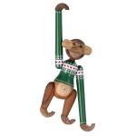 Kay Bojesen Dřevěná opička Monkey Christmas Jumper 2025 Mini, zelená barva, dřevo
