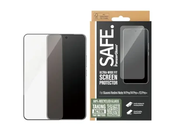 PanzerGlass Safe Ultra-Wide Fit průhledné / Ochranné sklo / Xiaomi Redmi Note 14 Pro, 14 Pro+, 13 Pro+ / plně nalepovací (SARNUWFG59453)