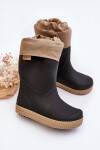 Dětské holínky Wellington s teplejším Snow Wave Gokids Black and Beige Velikost: 24/25