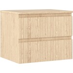 MEXEN/S - Rivel koupelnová skříňka pod umyvadlo 60 cm s deskou, 2 zásuvky, reliéf , dub 91A20-06047-2-BFFC81