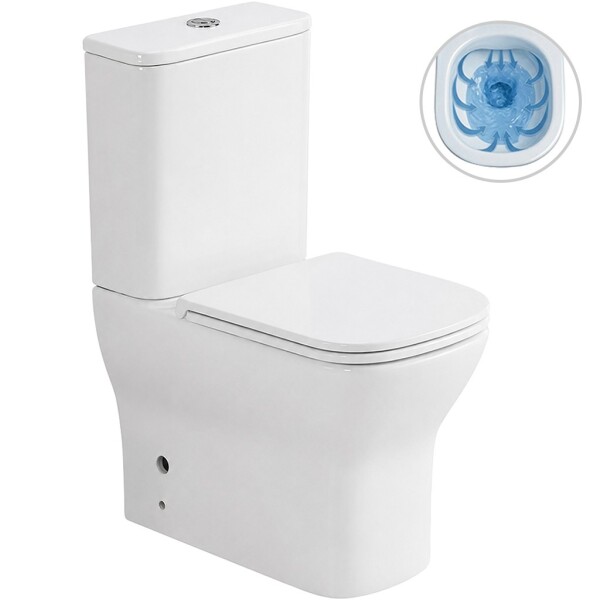 CERANO - WC kombi Hugo, Rimless - bezokrajové splachování + Slim/SoftClose sedátko - spodní/zadní odpad - bílá lesklá - 63,5x35,5 CER-538759