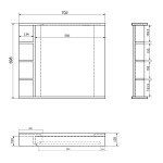 AQUALINE - KORIN STRIP zrcadlo s LED osvětlením a policemi 70x70x12cm KO360S