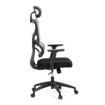 Kancelářská židle, šedá síťovina, černý plast, kolečka na tvrdé podlahy