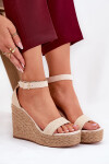 Dámské Sandály Na Klínu S Pletením Béžové Adelio 40