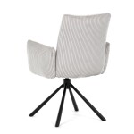 Židle jídelní, krémová manšestrová látka, 360° vratný mechanismus, černý kov