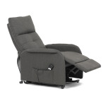 Křeslo polohovací, eletrické, šedá látka.