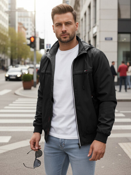 Pánská přechodná bunda oboustranná černá FashionStreet TX5135 M