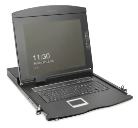 Digitus Modulární KVM / Konzole / 19" TFT LCD / 8-port VGA switch / 1U rack / QWERTY klávesnice (DS-72221-2GE)