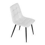 Židle jídelní, bílá látka, čtyřnohá kovová podnož, černý mat