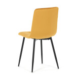 Židle jídelní, žlutá sametová látka, nohy černý kov