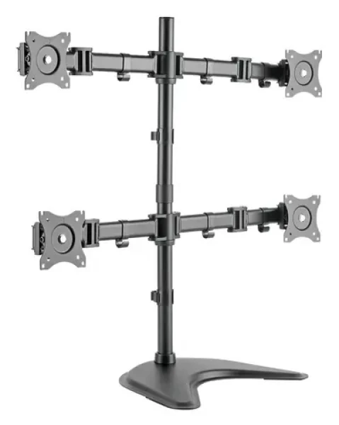 Digitus stolní držák 4 monitorů černá / Držák monitoru / VESA 75x75 a 100x100 mm / náklon 45° / otočení 90° (DA-90364)
