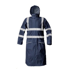 Nepromokavý plášť SIRET HI-VIS tmavě-modrý s kapucí a reflexními pruhy 3XL tmavě-modrý