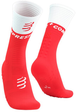 Kompresní ponožky Compressport Mid Compression Socks V2.0 - Fluo Red/White Velikost: EU 39-41
