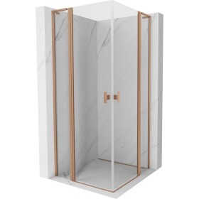 MEXEN/S - Mist L Duo sprchový kout dveře křídlové 100 x 100, transparent, měď kartáčovaná 8A4L-100-100-65-00