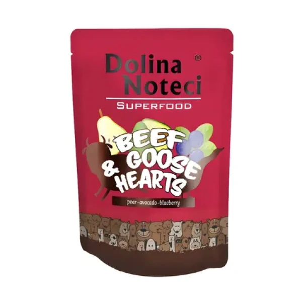 Dolina Noteci Superfood hovězí a husí srdíčka 300 g / Kapsička pro psy / bez lepku / bez sóji