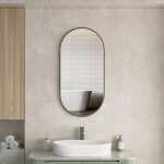 Erga Oval, oválné zrcadlo 45x90cm, černý rám, ERG-V01-OVAL-4590-BK