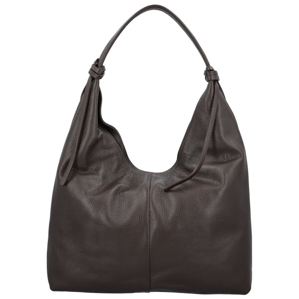 Trendy dámská kožená kabelka na rameno Anestis, tmavě hnědá