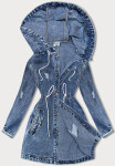 Světle modrý džínový přehoz přes oblečení kapucí (POP7011-K) odcienie niebieskiego
