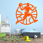 Samolepka Basketbalista v akci Barva: oranžová, Velikost: 60 x 59 cm
