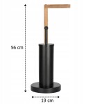 Erga Aurora Small Black, toaletní WC kartáč s dřevěným držákem na WC papír na postavení 19x19x56 cm, hnědá-černá, ERG-SEP-1340STLAZSBLA