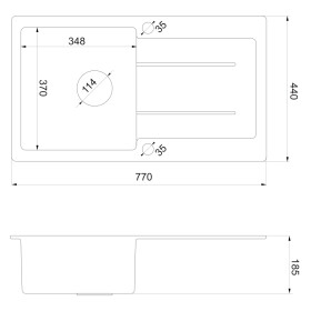 SAPHO - Granitový vestavný dřez s odkapem, 77x44cm, černá 30874504