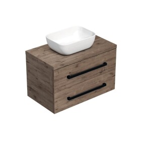 Koupelnová skříňka s černou úchytkou a krycí deskou SAT Cube Way 80x47,5x46 cm dub Wellington mat CUBE46C803DW45 CUBE46C803DW45