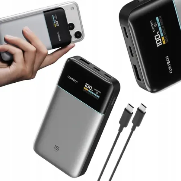 Cuktech PB150S 100W PowerBanka šedá / 15000mAh / 2x USB-C + USB-A (6977556351112)
