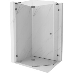 MEXEN/S - Lunar L sprchový kout pětiboký křídlový levá 90x80, transparent, grafit kartáčovaná 831L-090L-080P-66-00-L