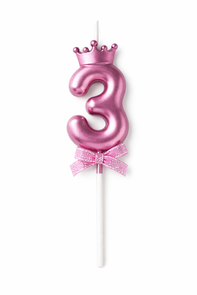 Cake star Dortová svíčka s "korunkou" ružovo-zlatá č.3