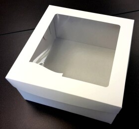 Dortisimo Dortová krabice bílá čtvercová s okénkem (34,7 x 34,7 x 19,5 cm)