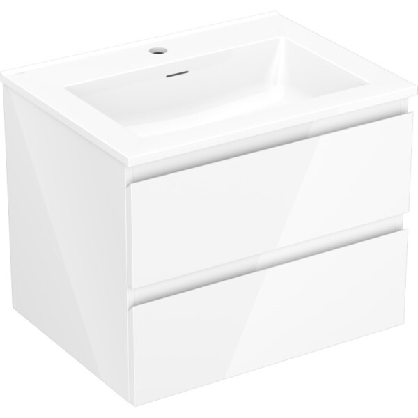 MEXEN/S - Orio koupelnová skříňka 60 cm s umyvadlem Otis, 2 zásuvky, bílá lesk 91A10-06047-2-BFF00-W18M00