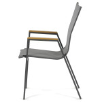 Zahradní židle, kov, síťovina, šedá, AZC-S1050 GREY