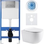 CERANO - Kompletní WC set Profi/Felci - bílá lesklá - WC tlačítko Slim/Tmavě šedá - předstěnová instalace - 52,5x36 CER-483423