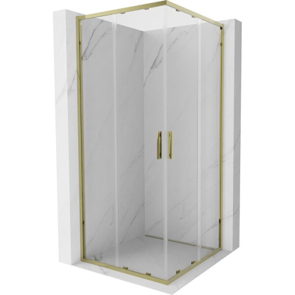 MEXEN - Exo čtvercový posuvný sprchový kout 80 x 80, transparent, zlato 8111-080-080-50-00