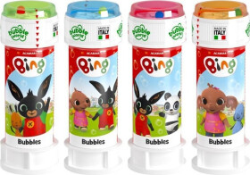 Bublifuk 60ml Králíček Bing mix barev v plastové lahvičce 4x11cm 36 ks v boxu - Dulcop