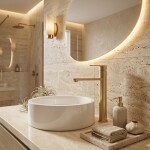 REA - Umyvadlová vysoká baterie Arcos Brush Gold REA-B6972