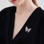 Brož ve tvaru motýla s fialovými zirkony Violetta, Fialová
