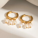 ELENYS Pearl Trio – pozlacené náušnice 18K žluté zlato