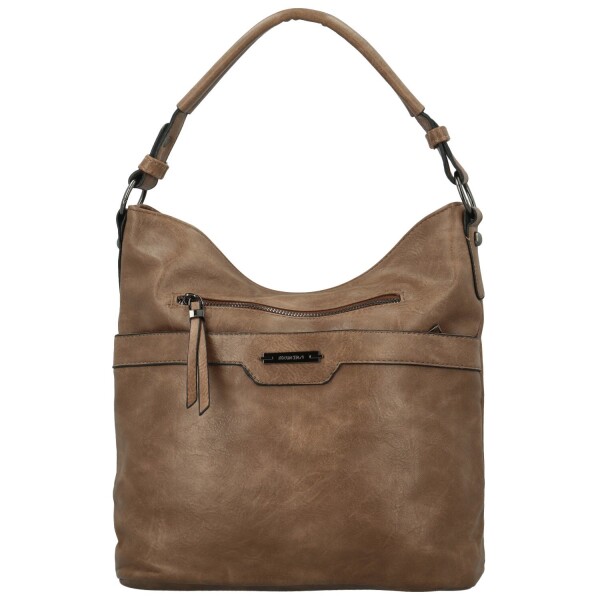 Trendy dámská koženková kabelka na rameno Sandipa, tmavě béžová