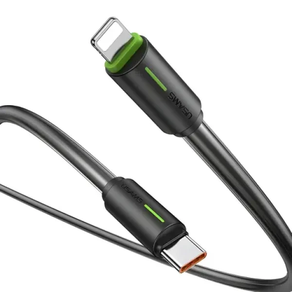 USAMS SJ735 YU Series černá / Datový kabel USB-C - Lightning / 1 m / 30W / 480 Mbps (SJ735USB01)