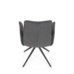 Židle jídelní, šedá látka, 360° vratný mechanismus, černý kov