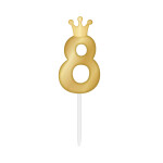 SVÍČKA zlatá s korunkou ČÍSLO 8 - Albi