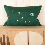 Fine Little Day Vyšívaný povlak na polštář Soccer Embroidered 38 × 58 cm, zelená barva, textil