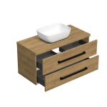 Koupelnová skříňka s černou úchytkou a krycí deskou SAT Cube Way 100x47,5x46 cm dub Hickory mat CUBE46C1003DHSAT45 CUBE46C1003DHSAT45