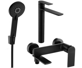 MEXEN - Zero SET umyvadlová + vanová baterie s příslušenstvím R40, černá 71113R40-70