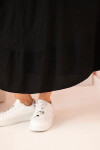 Dámské šaty plus size s krátkým rukávem a volánem z lehké viskózy černá UNI