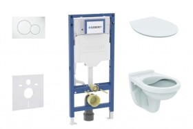 GEBERIT - Duofix Set předstěnové instalace, klozetu Alpha a sedátka softclose, tlačítko Sigma01, alpská bílá SANI11CD3100