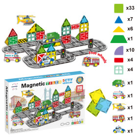 Mamido Magnetická stavebnice město 70 dílů Služební vozidla XL MT1440