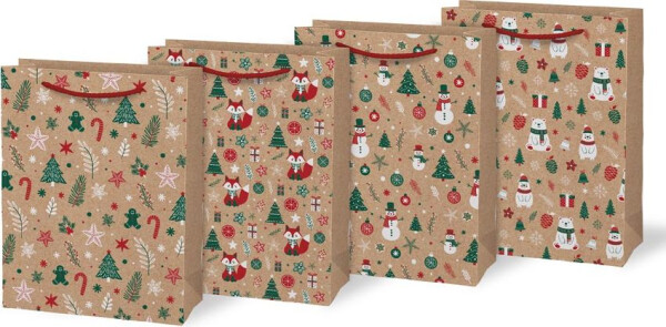 Taška vánoční set 4ks M LUX KRAFT mix V9 (190x250x90)